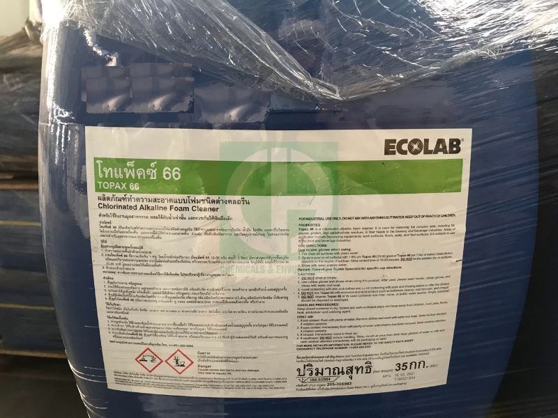 Ecolab Topax 66: Dạng lỏng mầu vàng sánh,mùi nhẹ