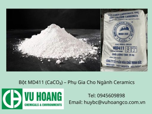 Bột Canxi Cacbonat (CaCO₃) MD411 - Giải Pháp Tối Ưu Cho Ngành Gốm Sứ & Ceramic
