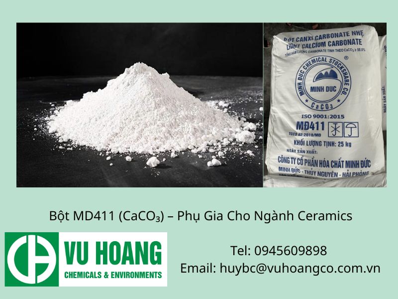 Bột Canxi Cacbonat (CaCO₃) MD411 - Giải Pháp Tối Ưu Cho Ngành Gốm Sứ & Ceramic