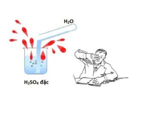 Tuyệt đối không được đổ trực tiếp nước vào dung dịch H2SO4 đặc